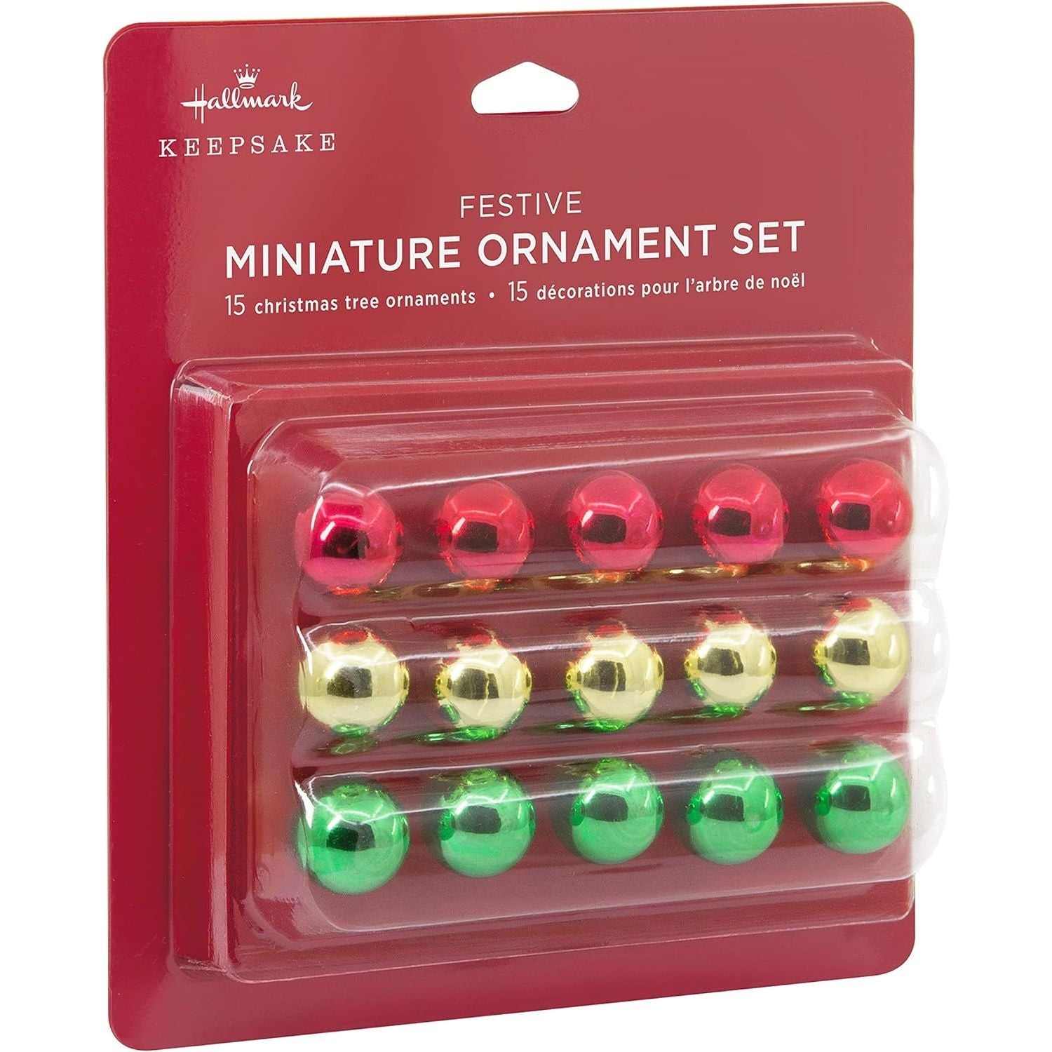 Festive Red, Gold and Green, Mini Glass Set of 15, Hallmark Keepsake Miniature Ornaments