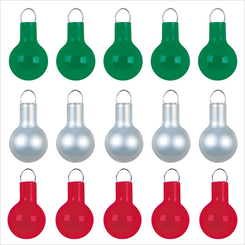 Festive Red, Silver, Green, Mini Glass Set of 15, Hallmark Keepsake Miniature Ornaments