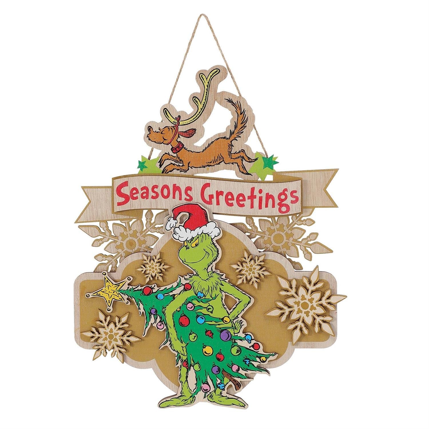 Flourish Grinch and Max Door Hanger Decor, 13.7" H