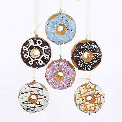 Foam Donuts Ornaments, 6 Assorted - 2 Each Chocolate and Vanilla and 1 Each Blue and Pink