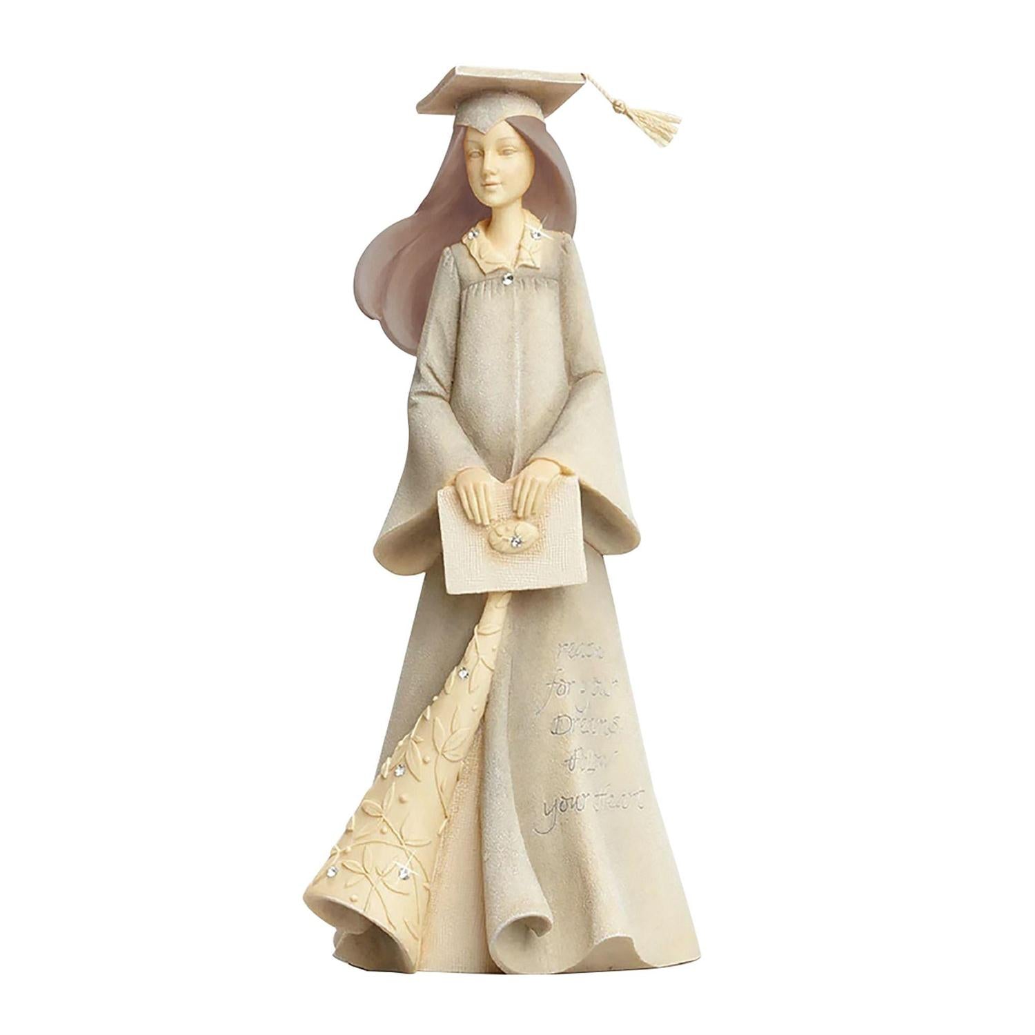 Foundations Graduation Girl Brown Hair Figurine, 7.68"