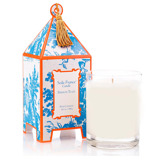 French Tulip Classic Toile Pagoda Box Candle