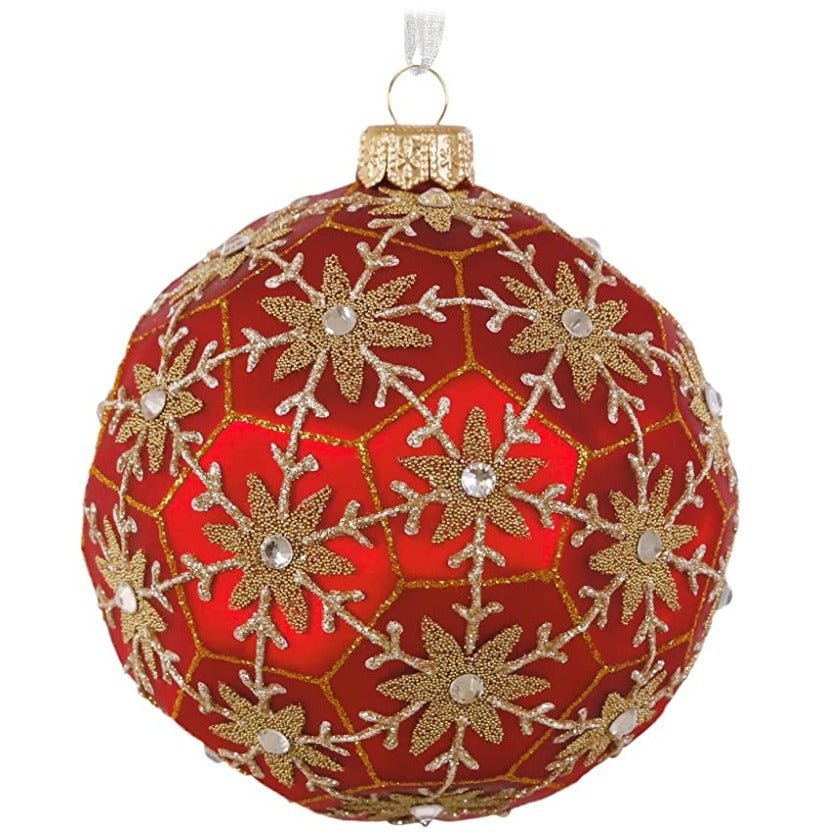 Geometric Snowflake Ball Blown Glass Heritage Ornament