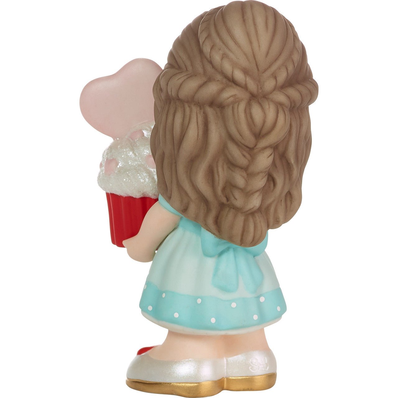 Girl Holding Red Velvet Cupcake Figurine - Brunette