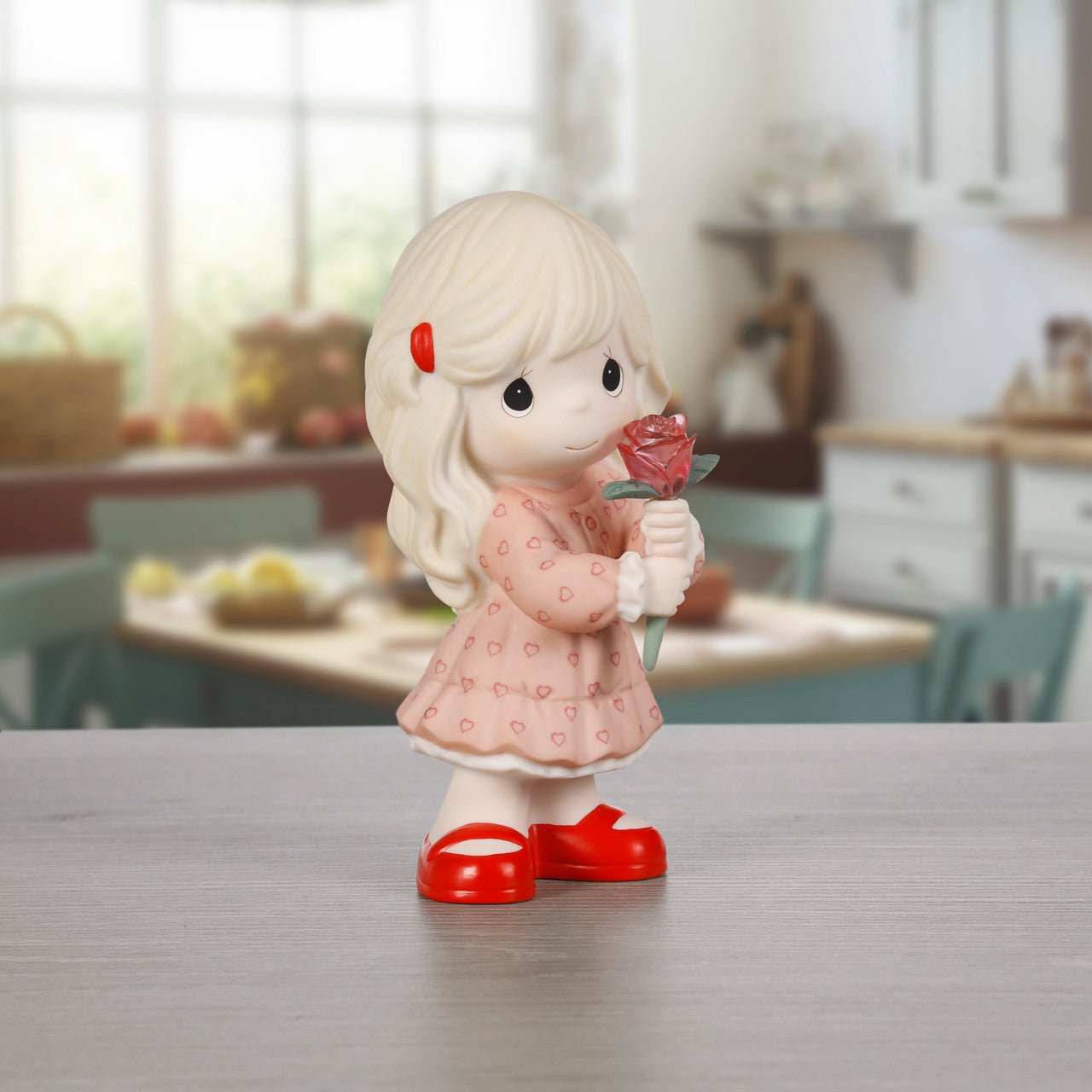 Girl Holding Rose Figurine