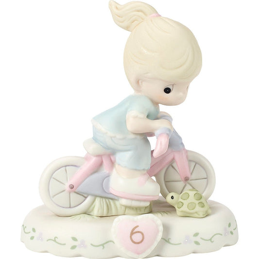 Girl On Bicycle Age 6 Figurine, Blonde