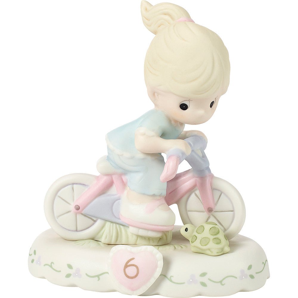 Girl On Bicycle Age 6 Figurine, Blonde