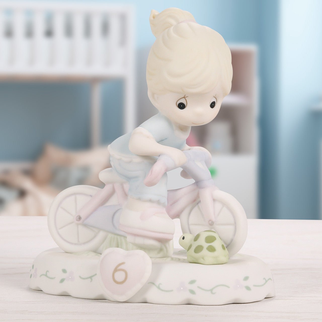 Girl On Bicycle Age 6 Figurine, Blonde