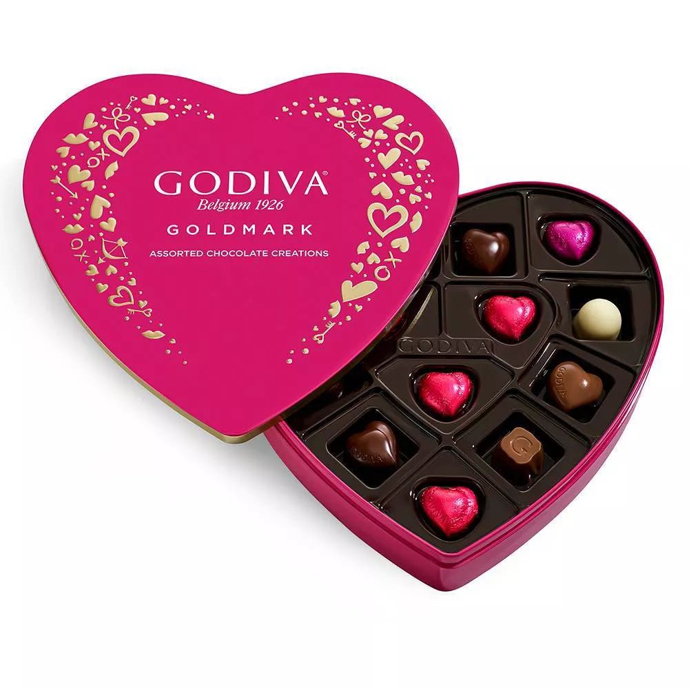 Godiva Assorted Chocolate Heart Box 4oz