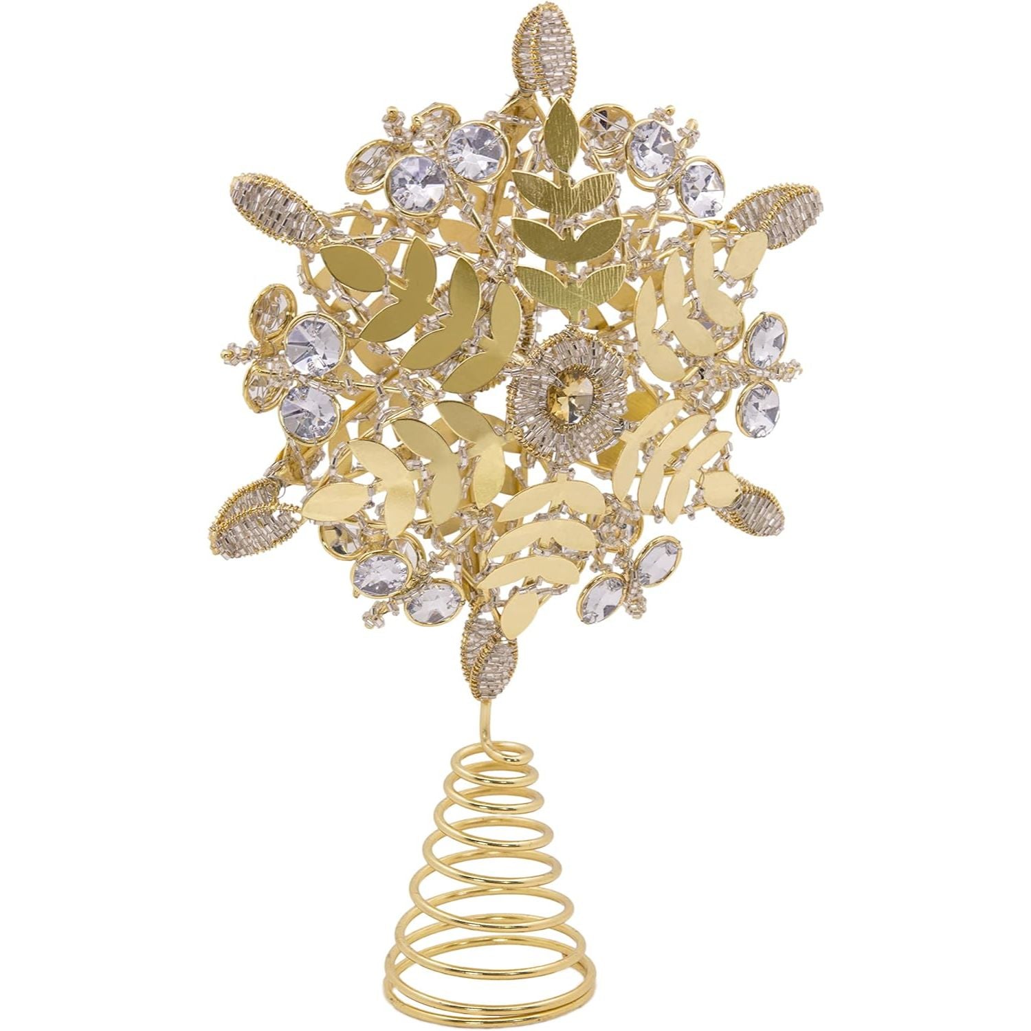 Gold Glitter Snowflake Metal Tree Topper, 10.5"