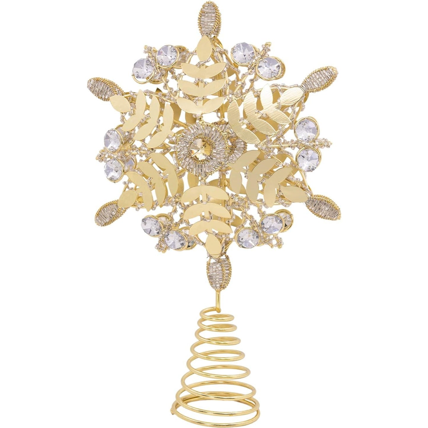 Gold Glitter Snowflake Metal Tree Topper, 10.5"