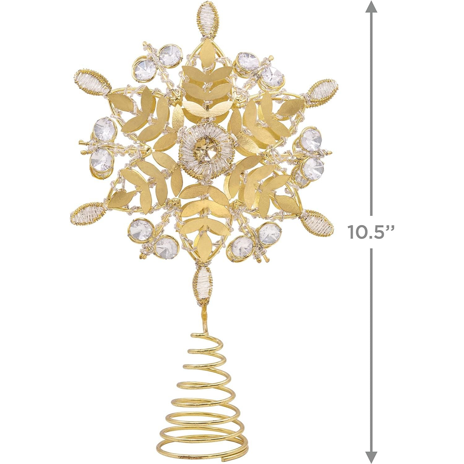 Gold Glitter Snowflake Metal Tree Topper, 10.5"