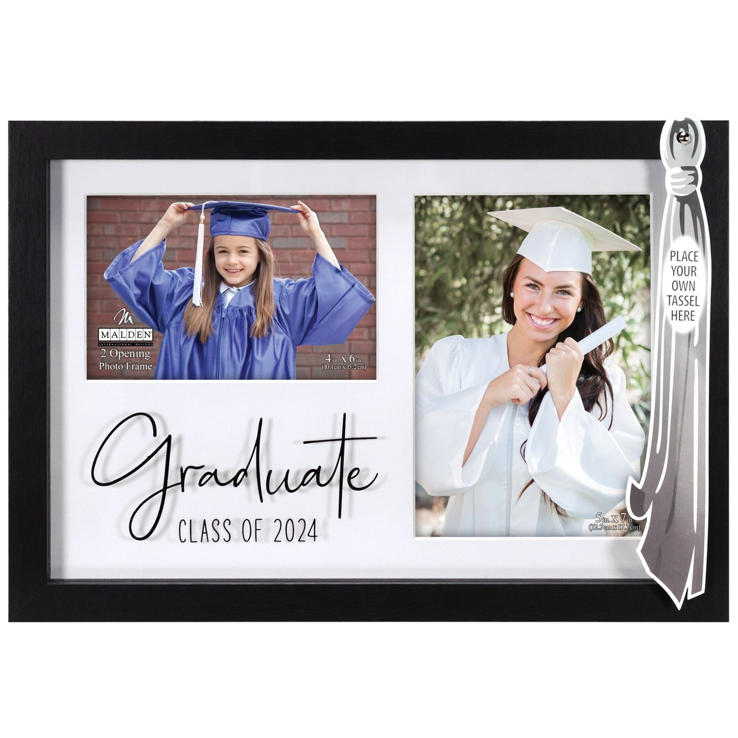 Graduate Class of 2024 Shadow Box Frame Holds 2 Photos - 4"x6" and 5"x7"