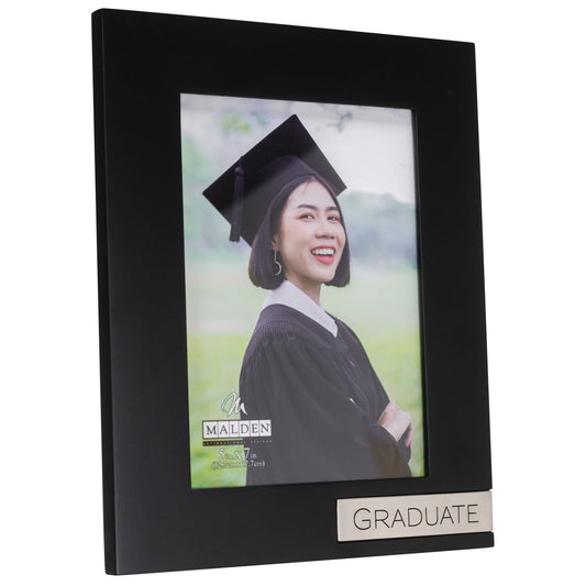Graduate Rustic Black Picture Frame with Metal Attachment Holds 5"x7" Photo