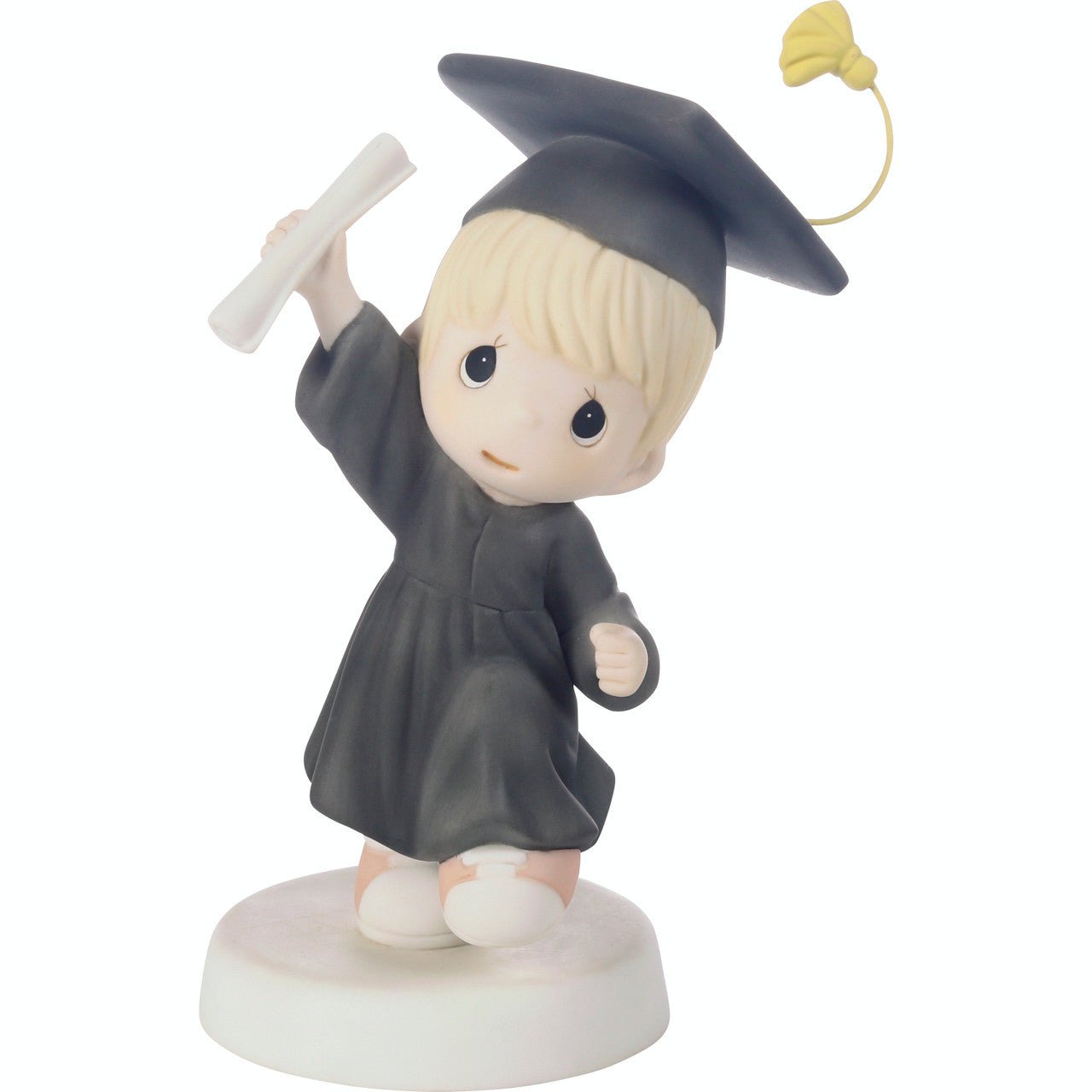 Graduation Blonde Boy With Black Gown Figurine