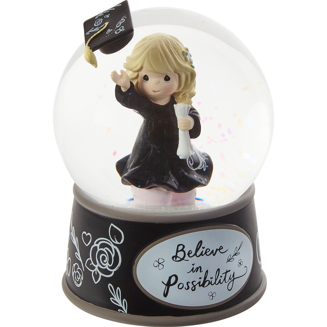 Graduation Girl Musical Snow Globe Round