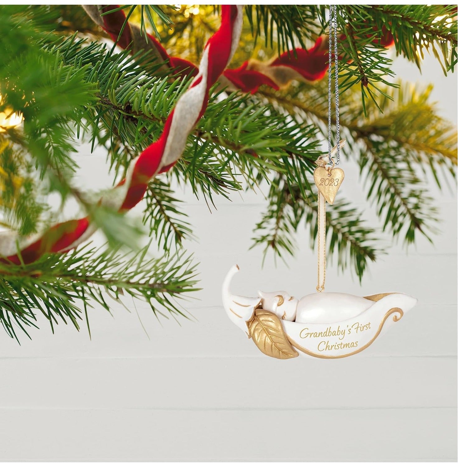 Grandbabys First Christmas Pea in a Pod 2023 Porcelain, 2023 Keepsake Ornament