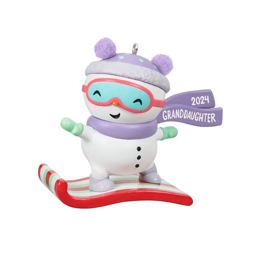 Granddaughter Snowboarding Snowman 2024 Keepsake Ornament