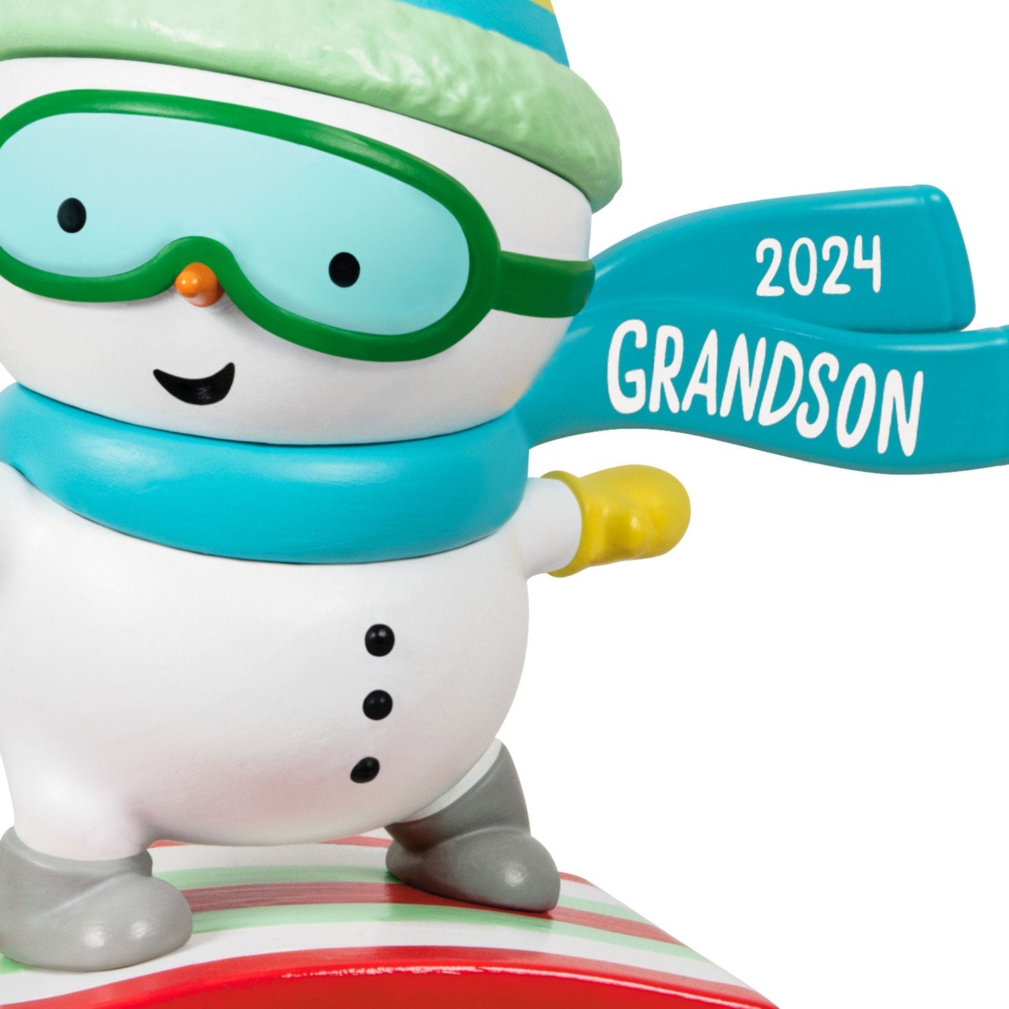 Grandson Snowboarding Snowman 2024 Keepsake Ornament