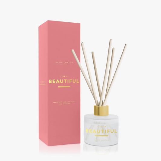 Grapefruit And Pink Peony 'Life Is Beautiful' Sentiment Reed Diffuser, 3.4 fl. oz