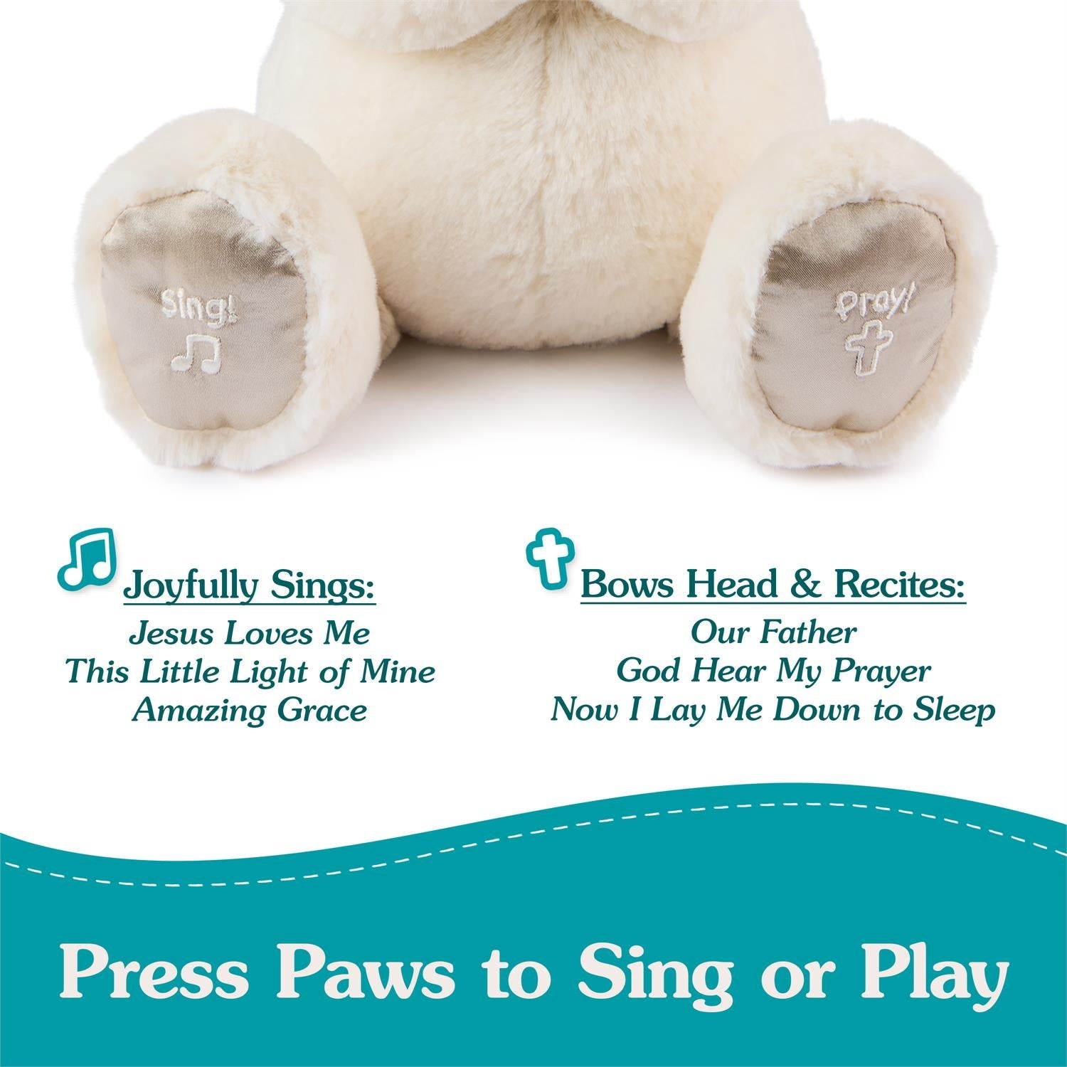 Gund Animated Goodnight Prayer Bear, Cream, 11"