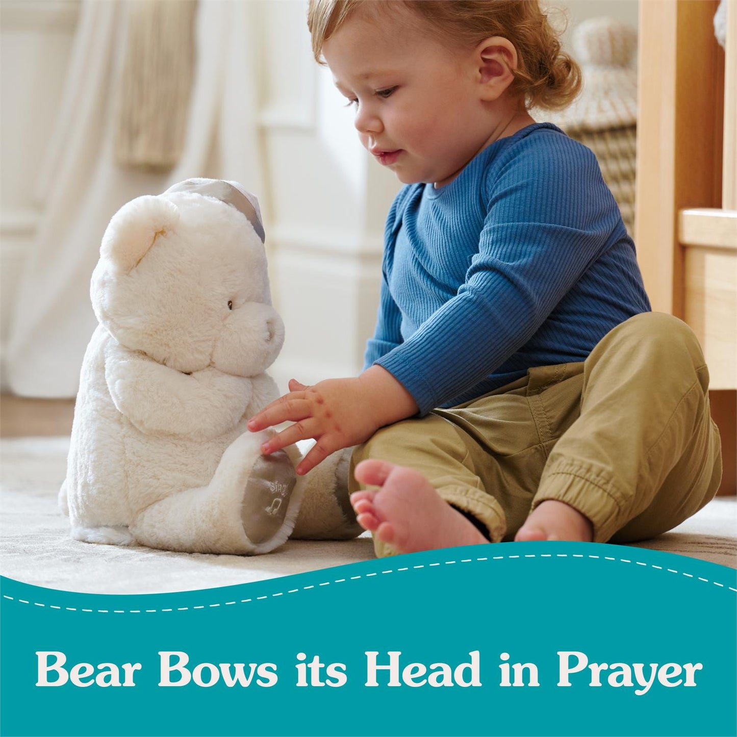 Gund Animated Goodnight Prayer Bear, Cream, 11"