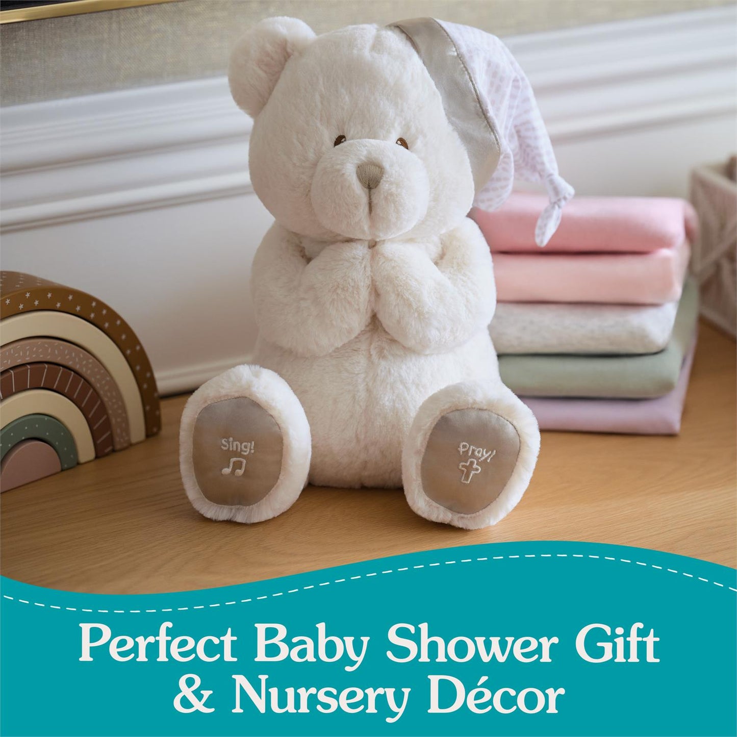 Gund Animated Goodnight Prayer Bear, Cream, 11"