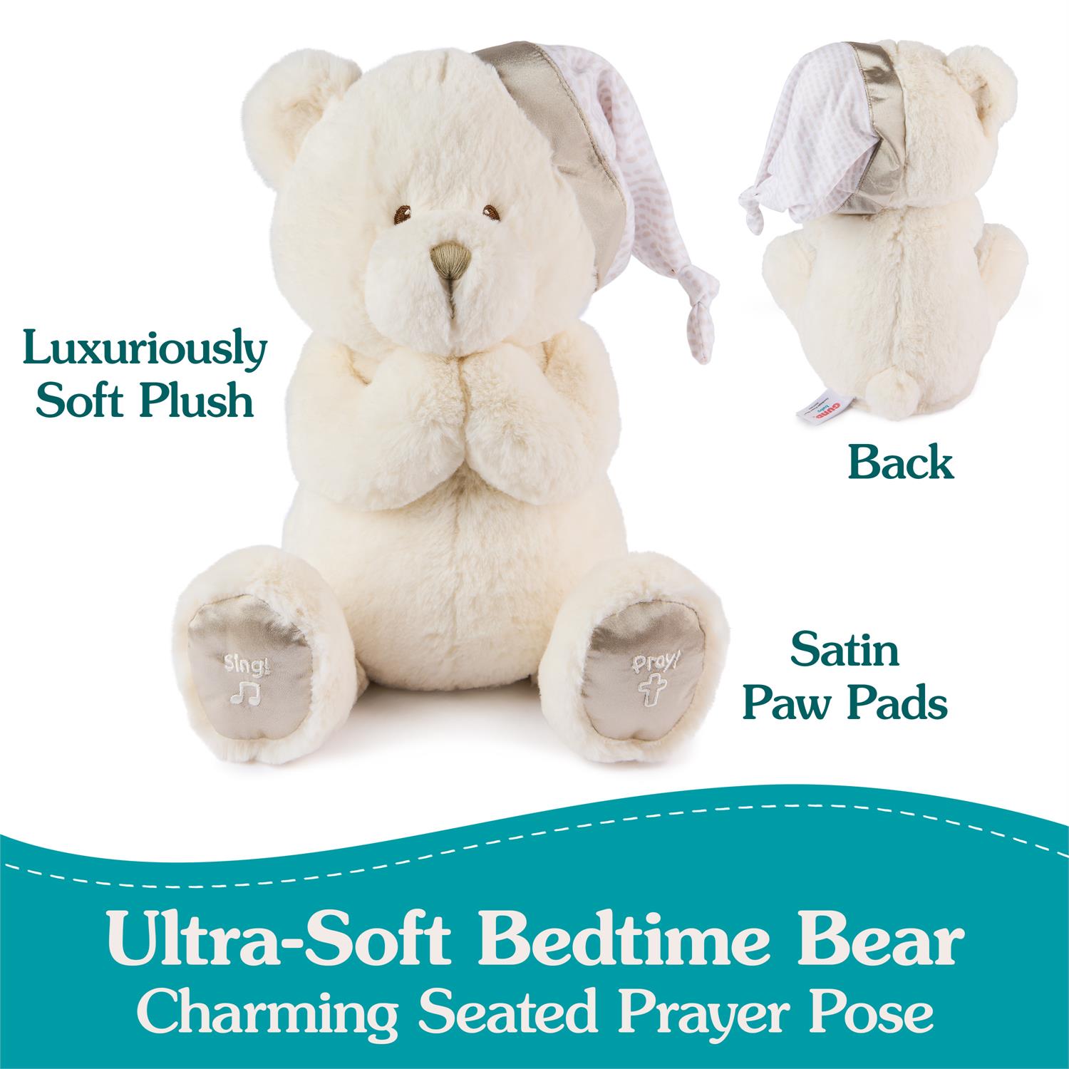 Gund Animated Goodnight Prayer Bear, Cream, 11"