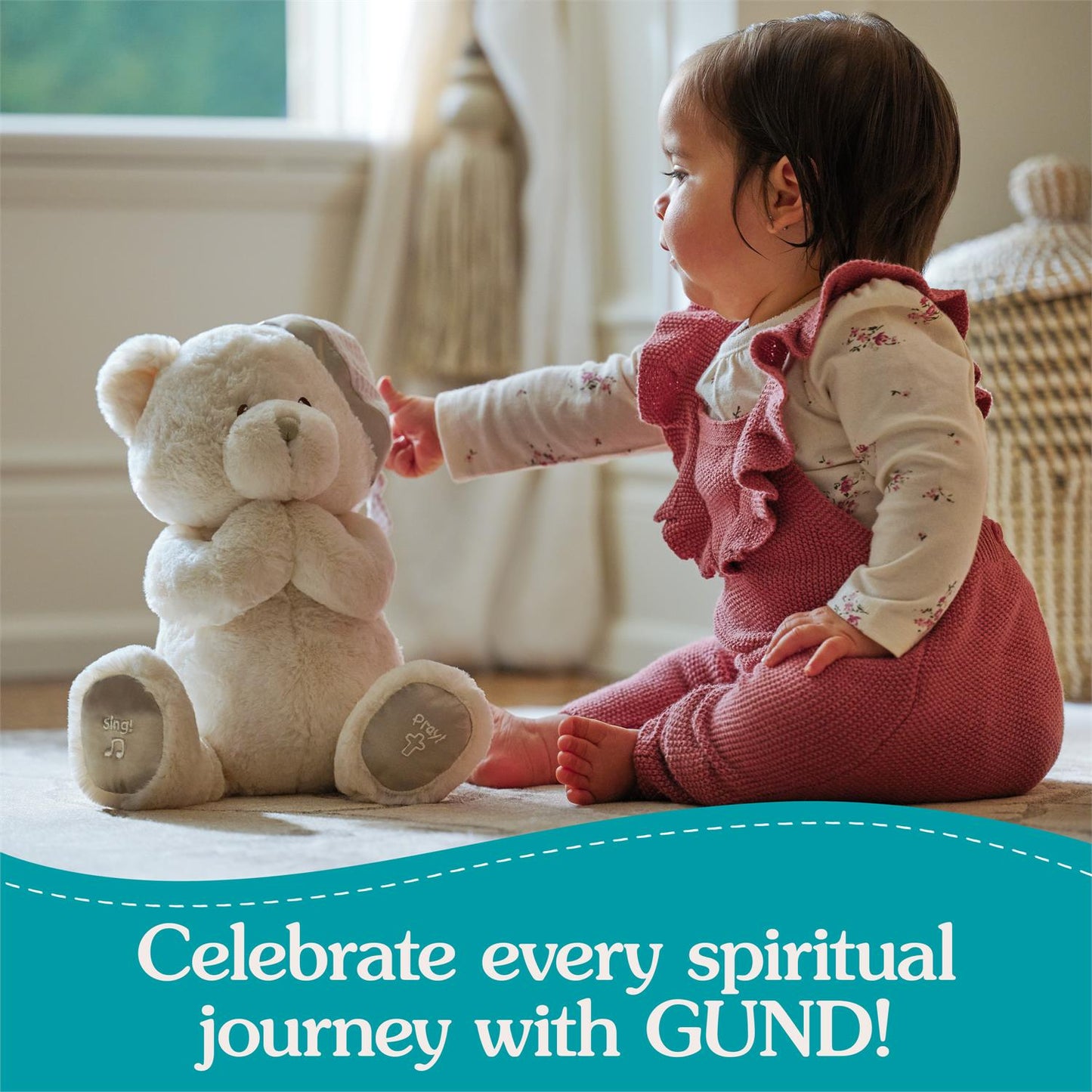 Gund Animated Goodnight Prayer Bear, Cream, 11"