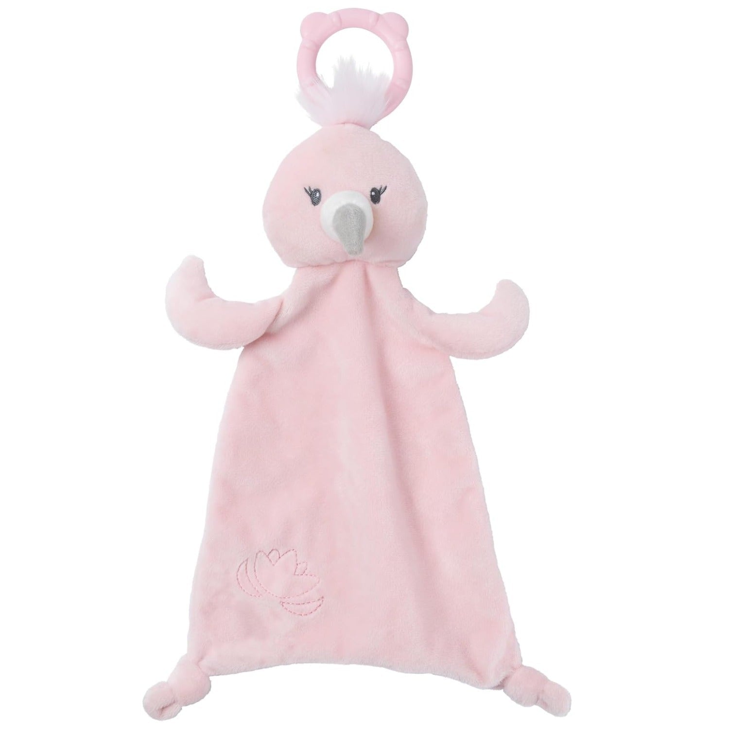 Gund Baby Toothpick Flamingo Teether Lovey Plush Security Blanket, Pink