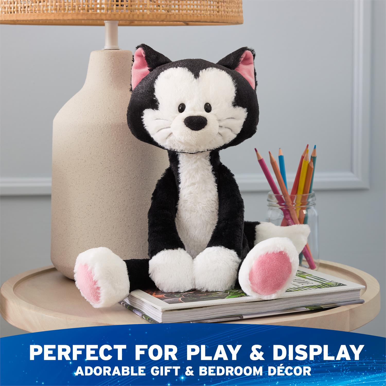 Gund Disney, Pinocchio, Figaro Cat Toothpick Plush, Black, 15”