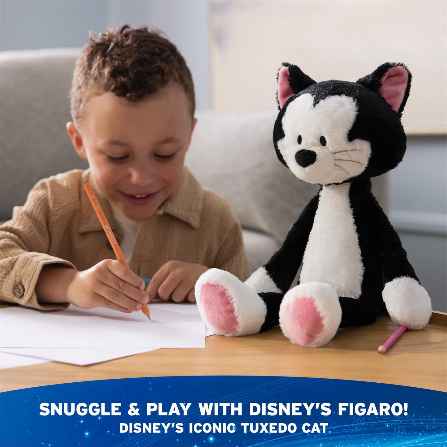 Gund Disney, Pinocchio, Figaro Cat Toothpick Plush, Black, 15”