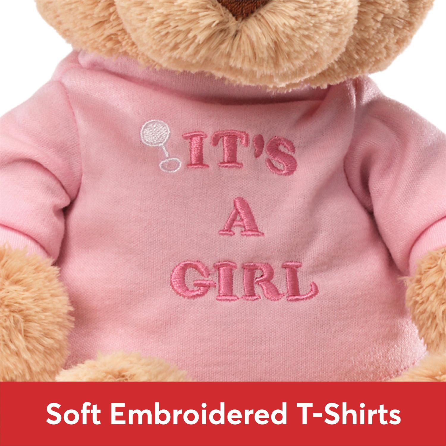 GUND “It’s a Girl” Message Bear with Pink T-Shirt, Tan, 12”