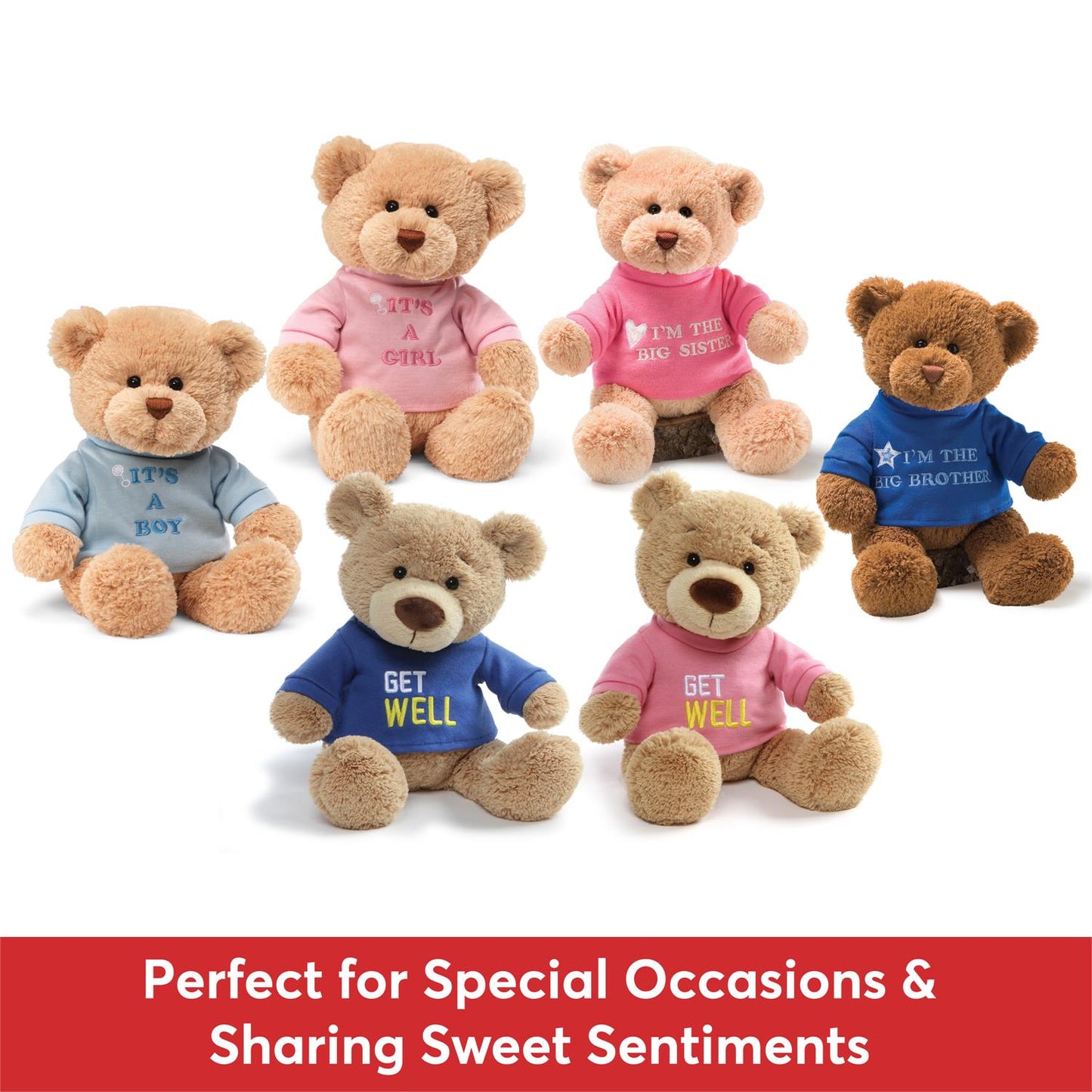 GUND “It’s a Girl” Message Bear with Pink T-Shirt, Tan, 12”