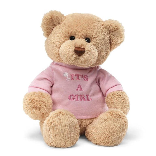 GUND “It’s a Girl” Message Bear with Pink T-Shirt, Tan, 12”
