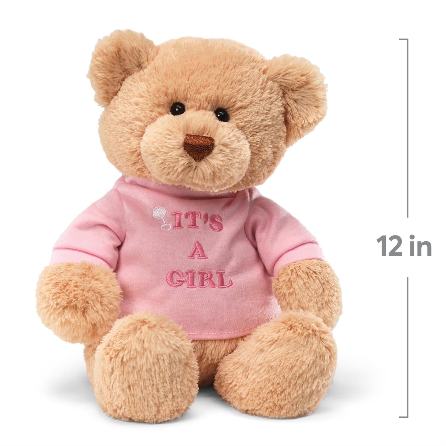 GUND “It’s a Girl” Message Bear with Pink T-Shirt, Tan, 12”