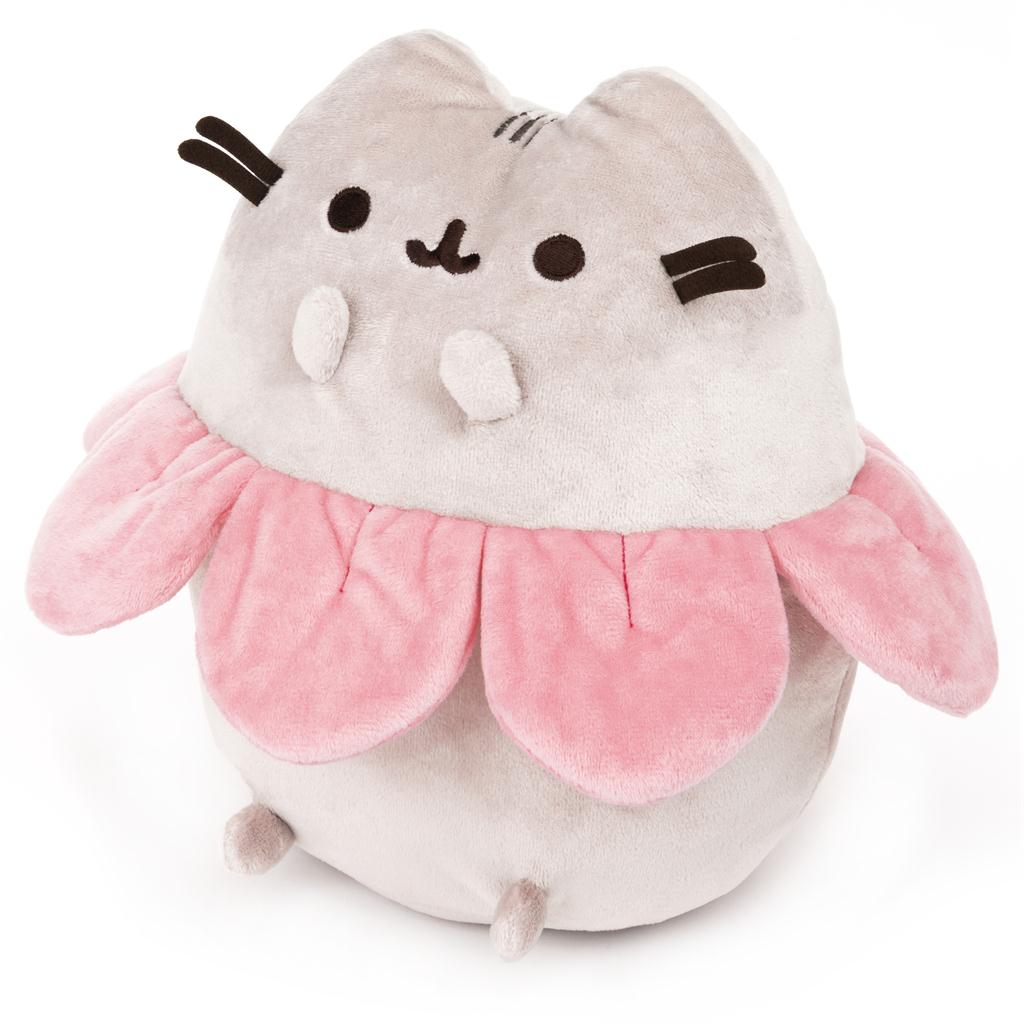 Gund Pink Flower Petals Pusheen Plush, Gray and Pink, 9.5”
