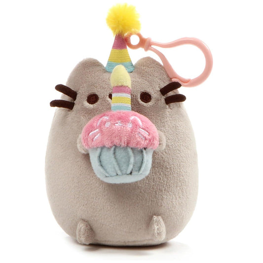 Gund Pusheen Snackable Birthday Cupcake Backpack Clip, 5"
