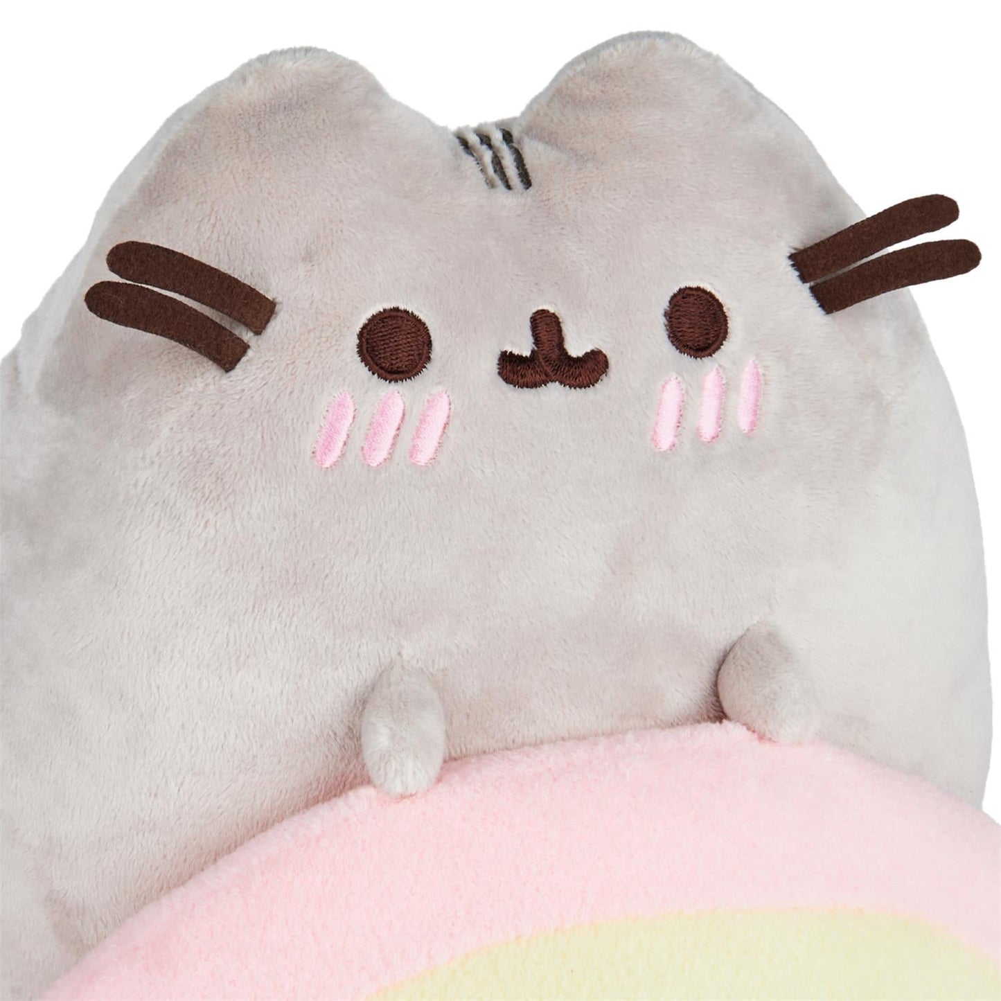 Gund Pusheen with Rainbow Plush, Gray/Rainbow, 9.5”