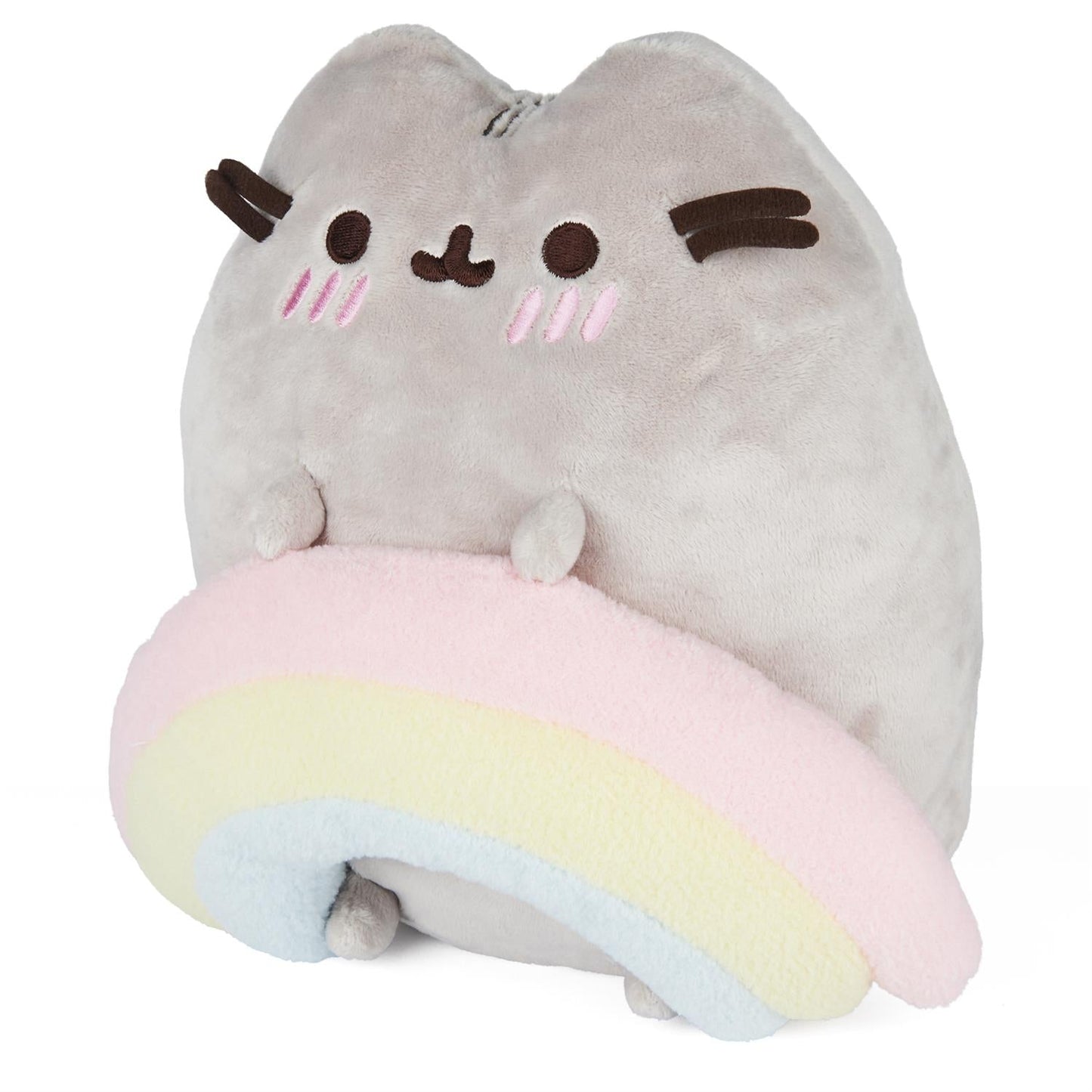 Gund Pusheen with Rainbow Plush, Gray/Rainbow, 9.5”