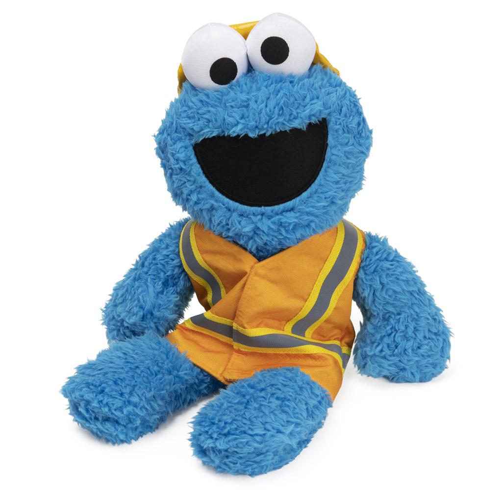 Gund Sesame Street Construction Worker Cookie Monster Take-Along Buddy, 13"