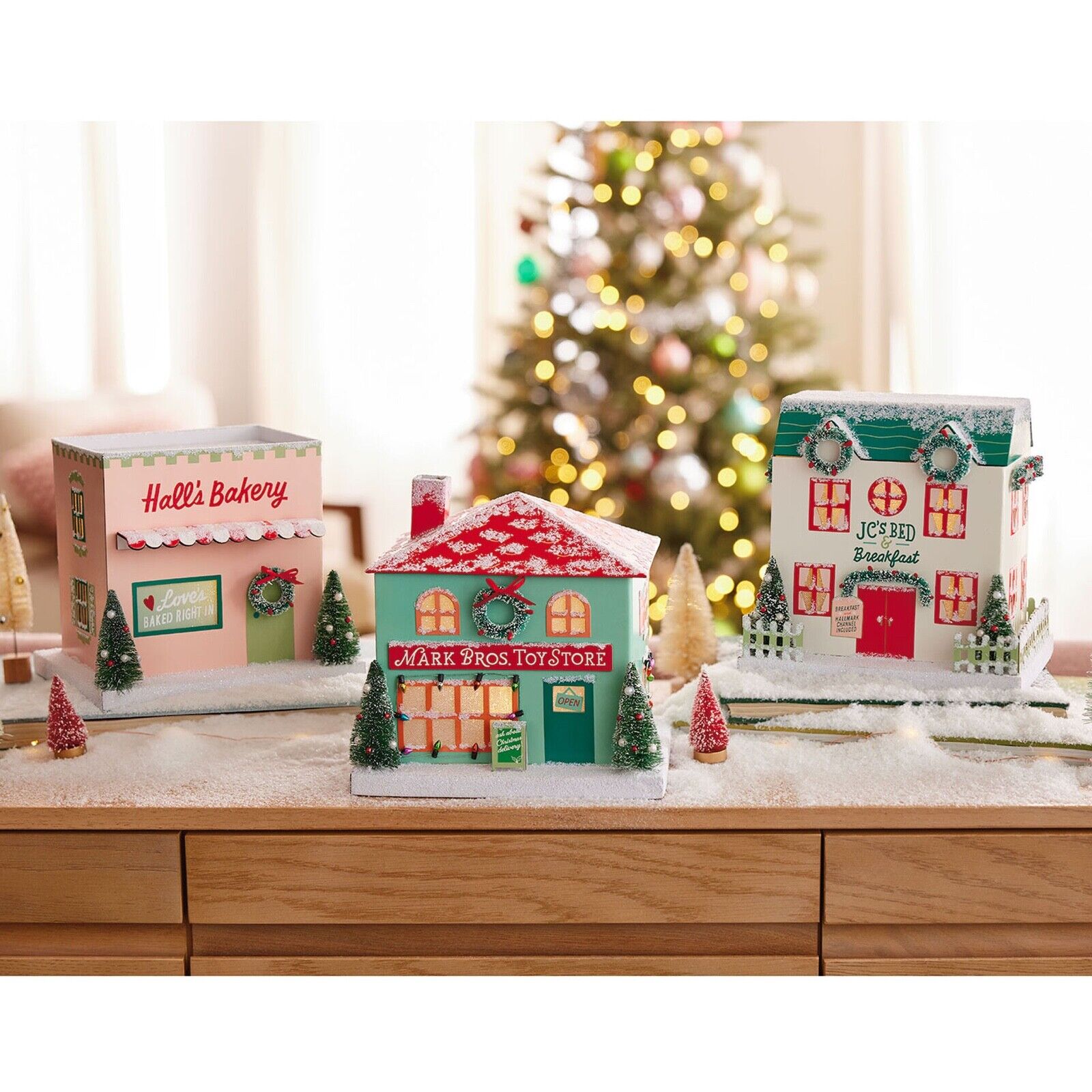 Hallmark Channel Christmas Village with Lights, Set of 3