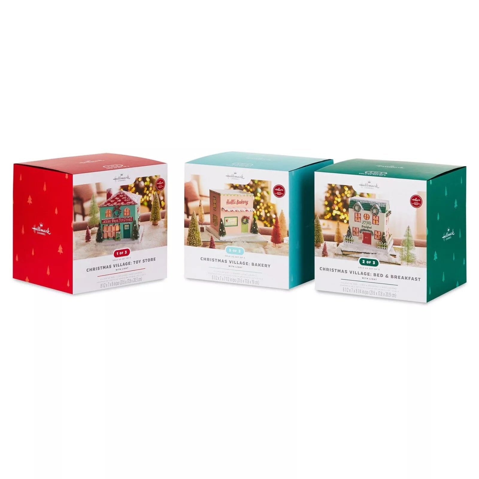 Hallmark Channel Christmas Village with Lights, Set of 3