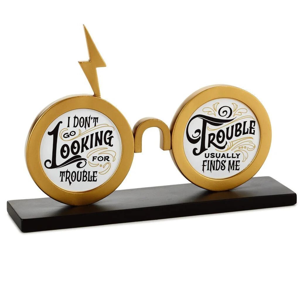 Hallmark Harry Potter Trouble Finds Me Eyeglasses Quote Sign