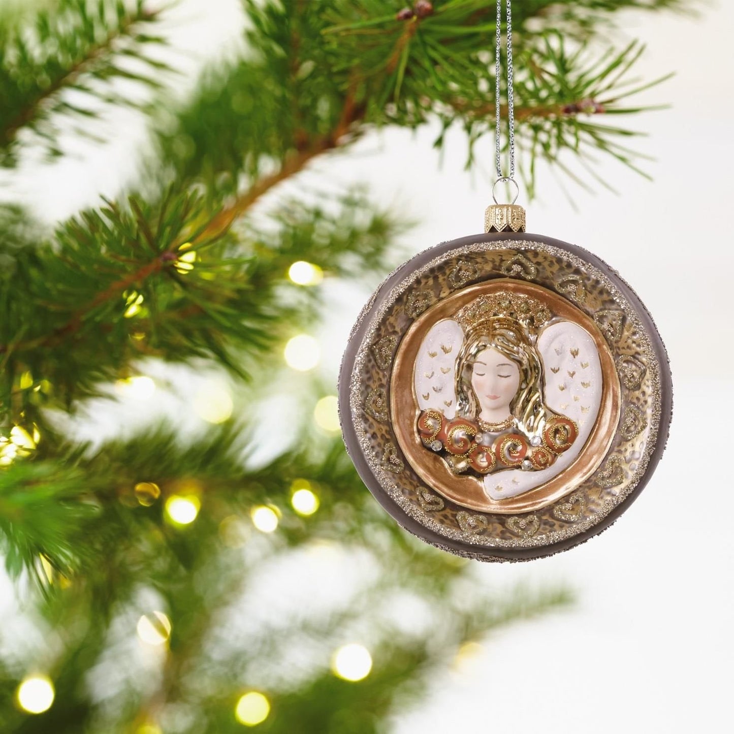 Hallmark Heritage Ornament Angel Ball Blown Glass