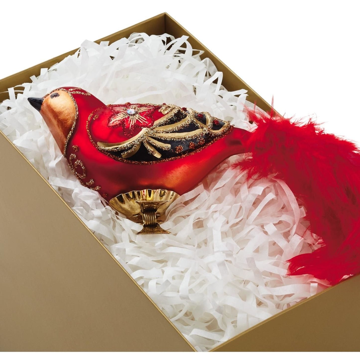 Hallmark Heritage Ornament Red Bird Blown Glass