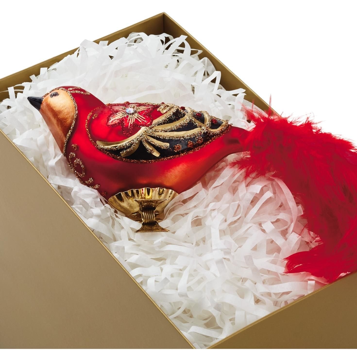 Hallmark Heritage Ornament Red Bird Blown Glass