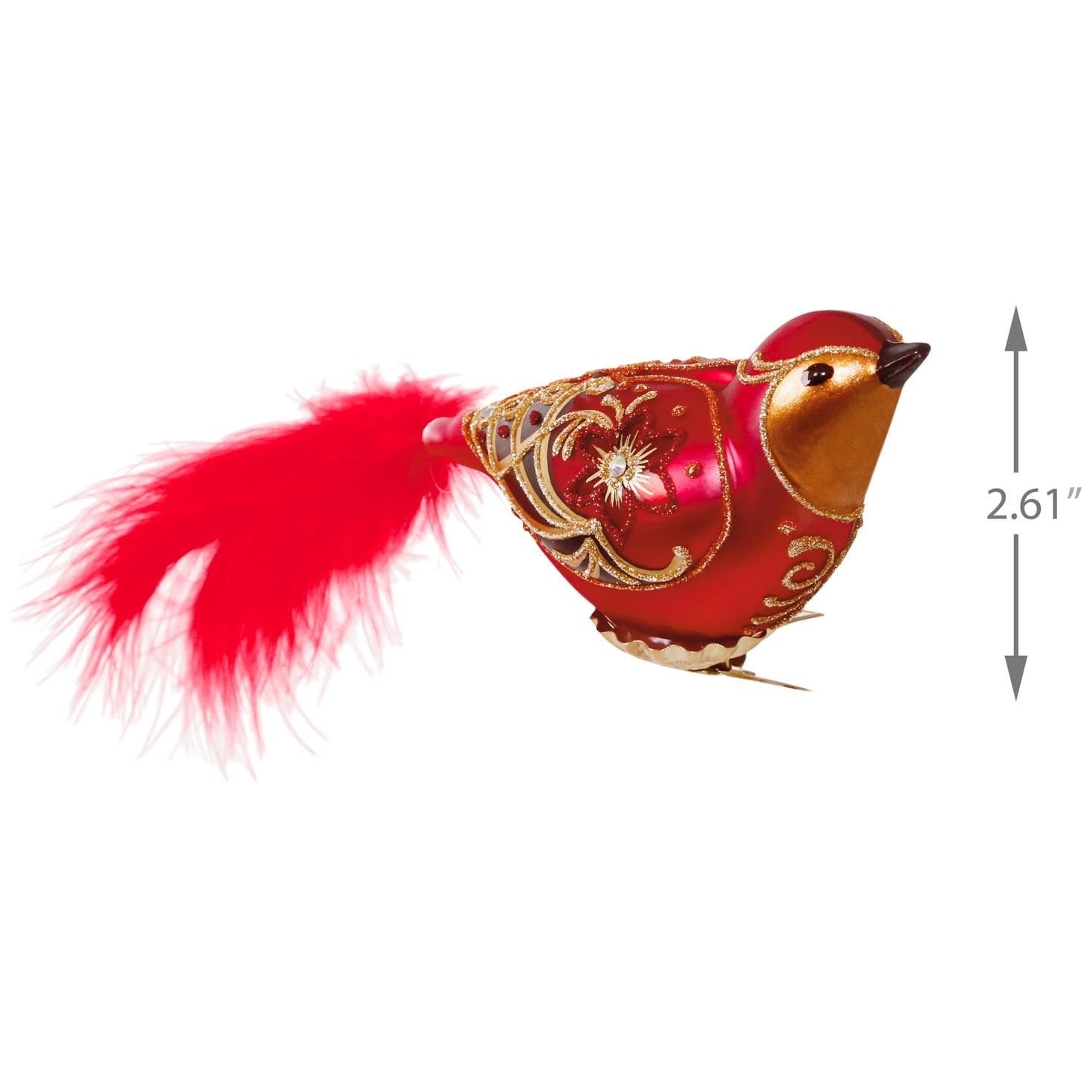 Hallmark Heritage Ornament Red Bird Blown Glass