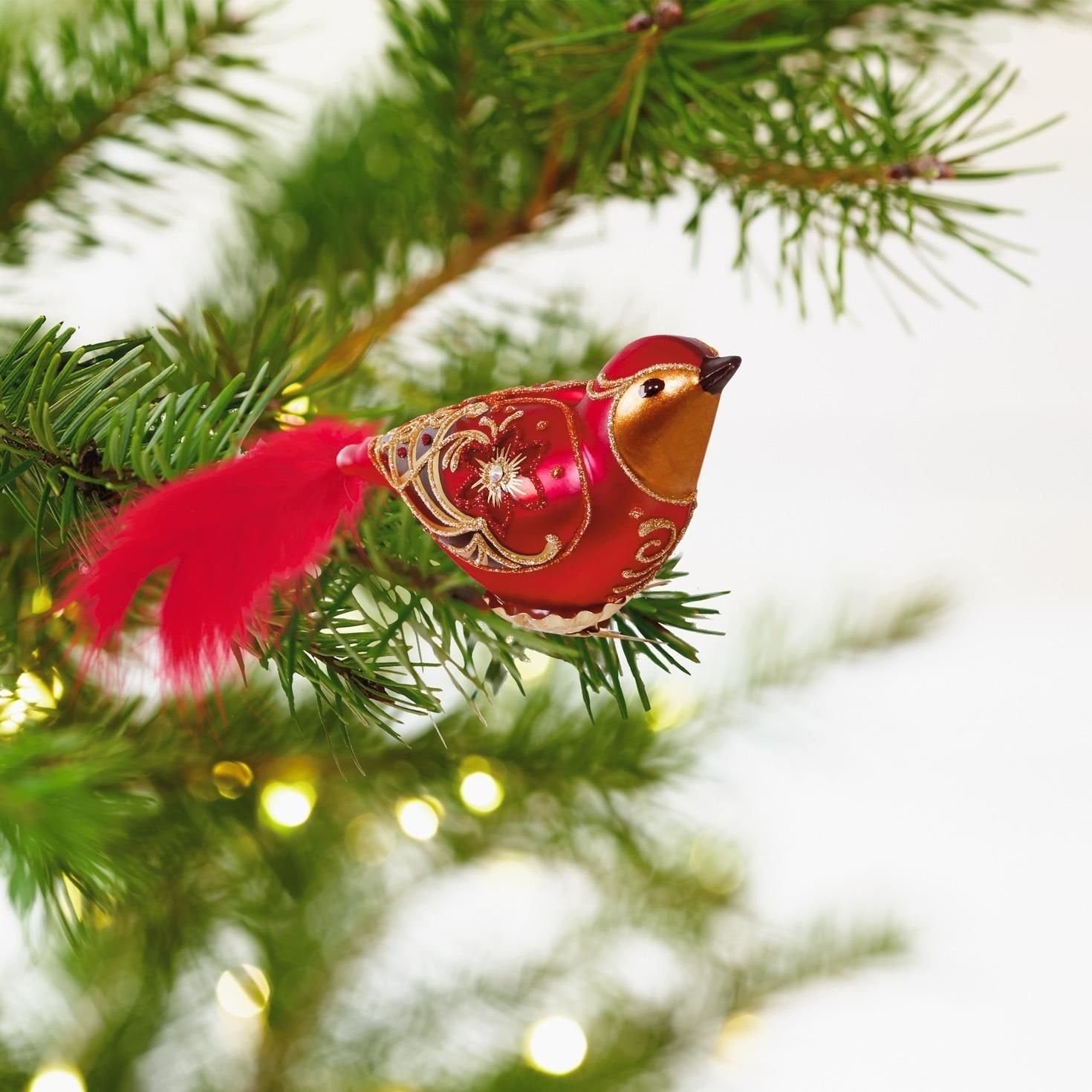 Hallmark Heritage Ornament Red Bird Blown Glass