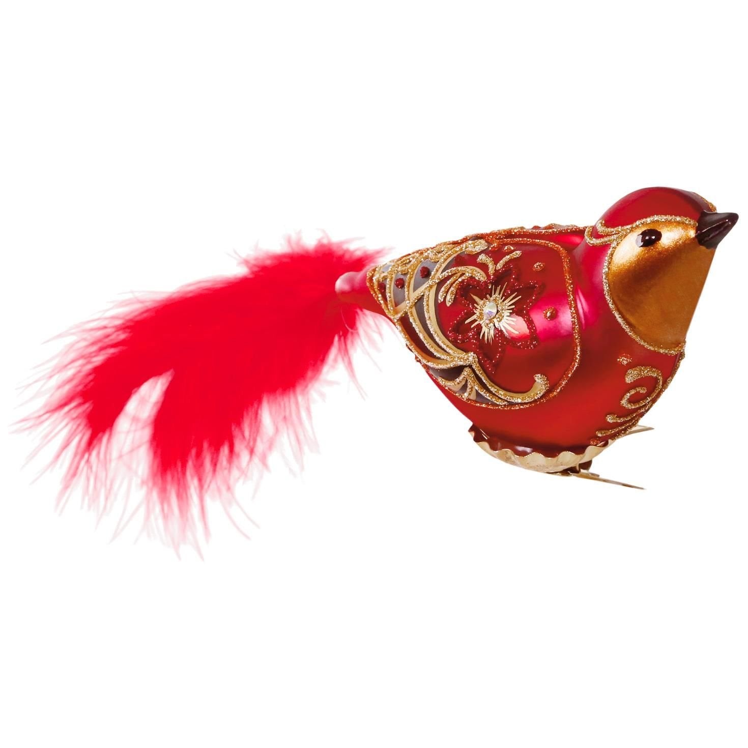 Hallmark Heritage Ornament Red Bird Blown Glass